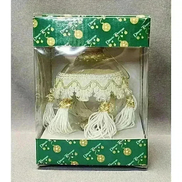 Dillard's Trimmings Christmas Ornament Blown Glass 3" Ball Ornament with Tassels - Picture 5 of 6
